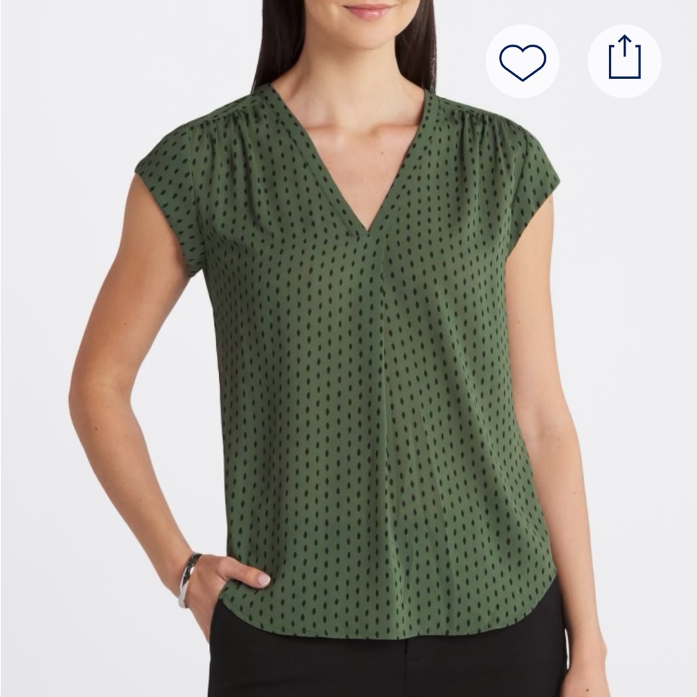 Green V-Neck Women's Top
